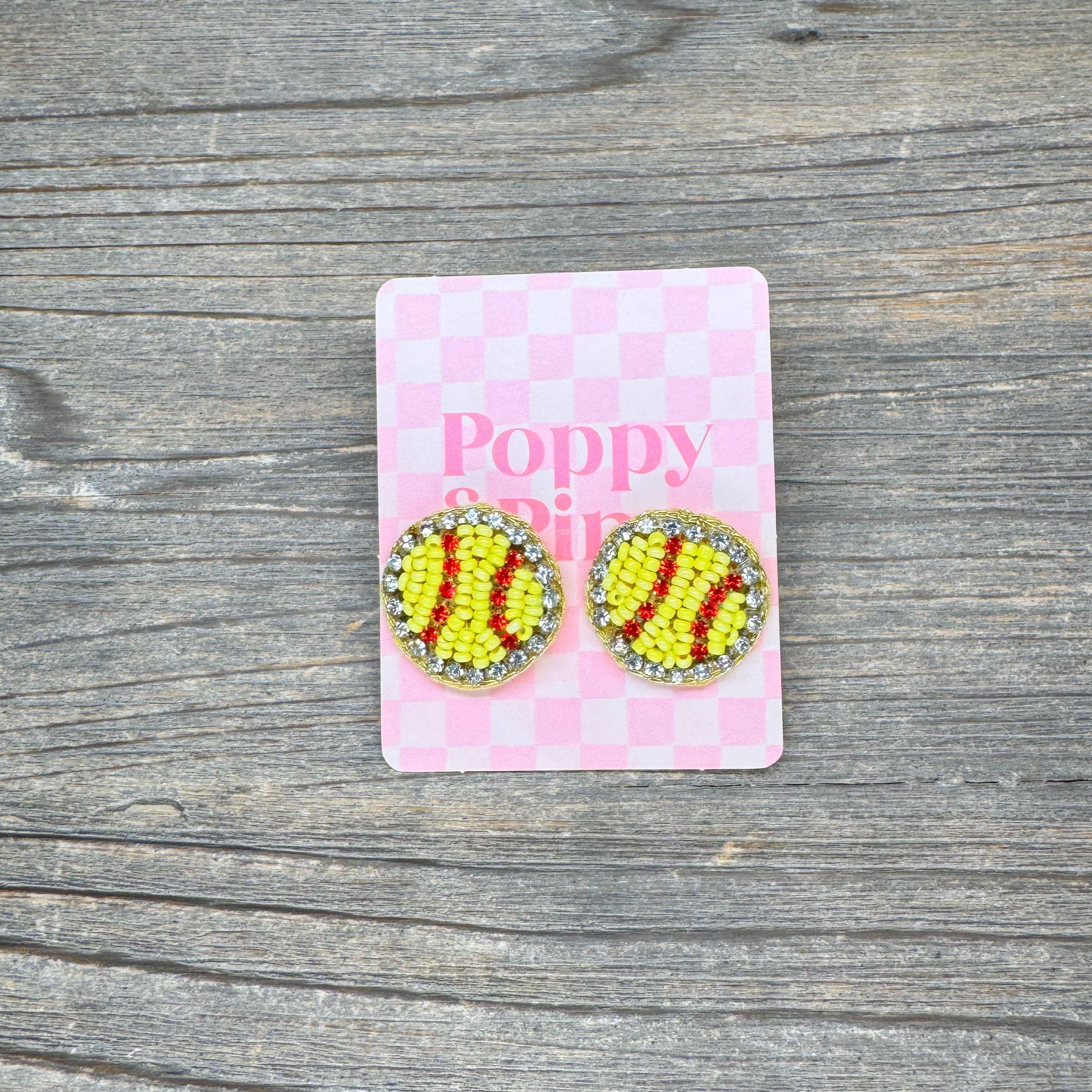 Beaded Softball Earrings