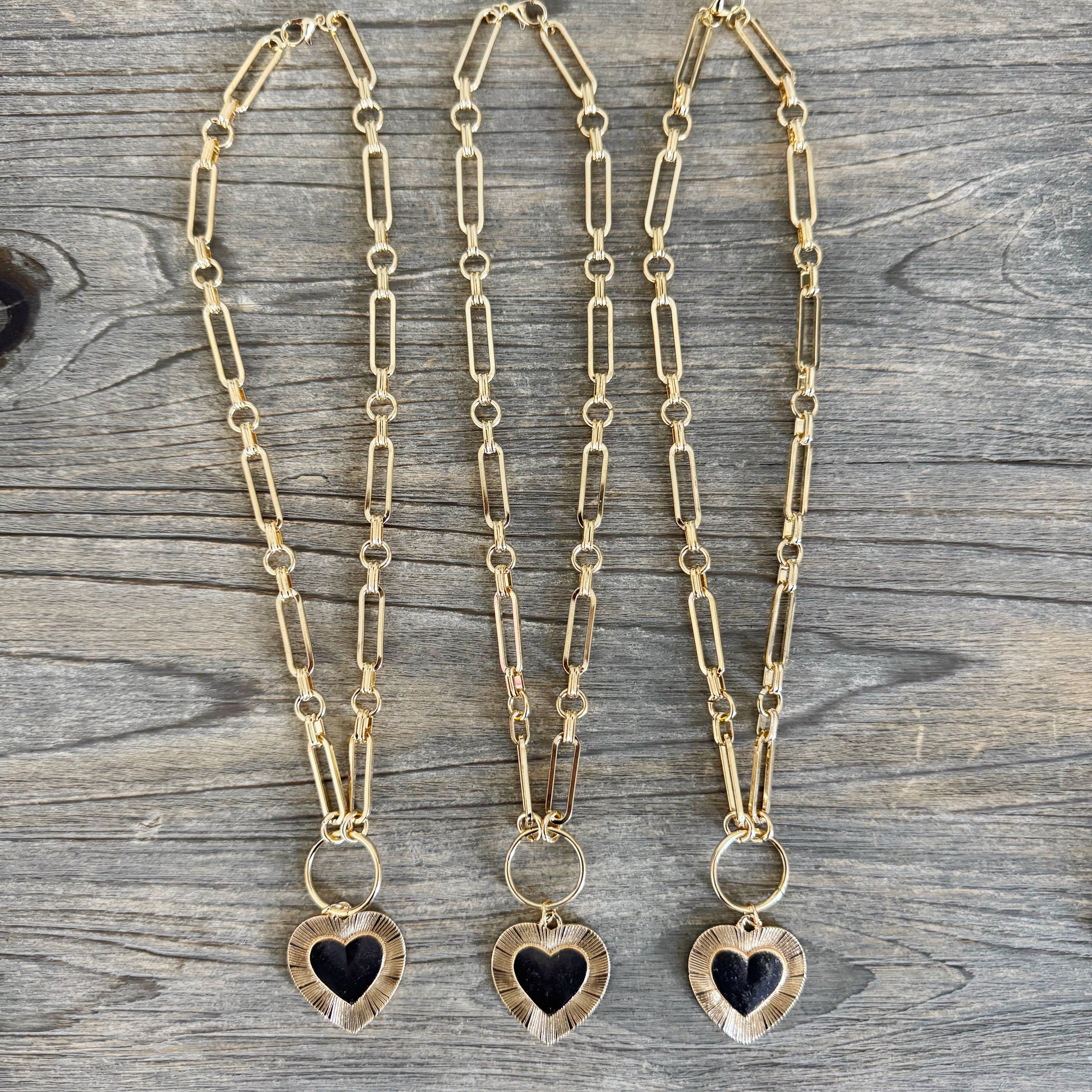 Chunky Chain Gold Heart Necklace