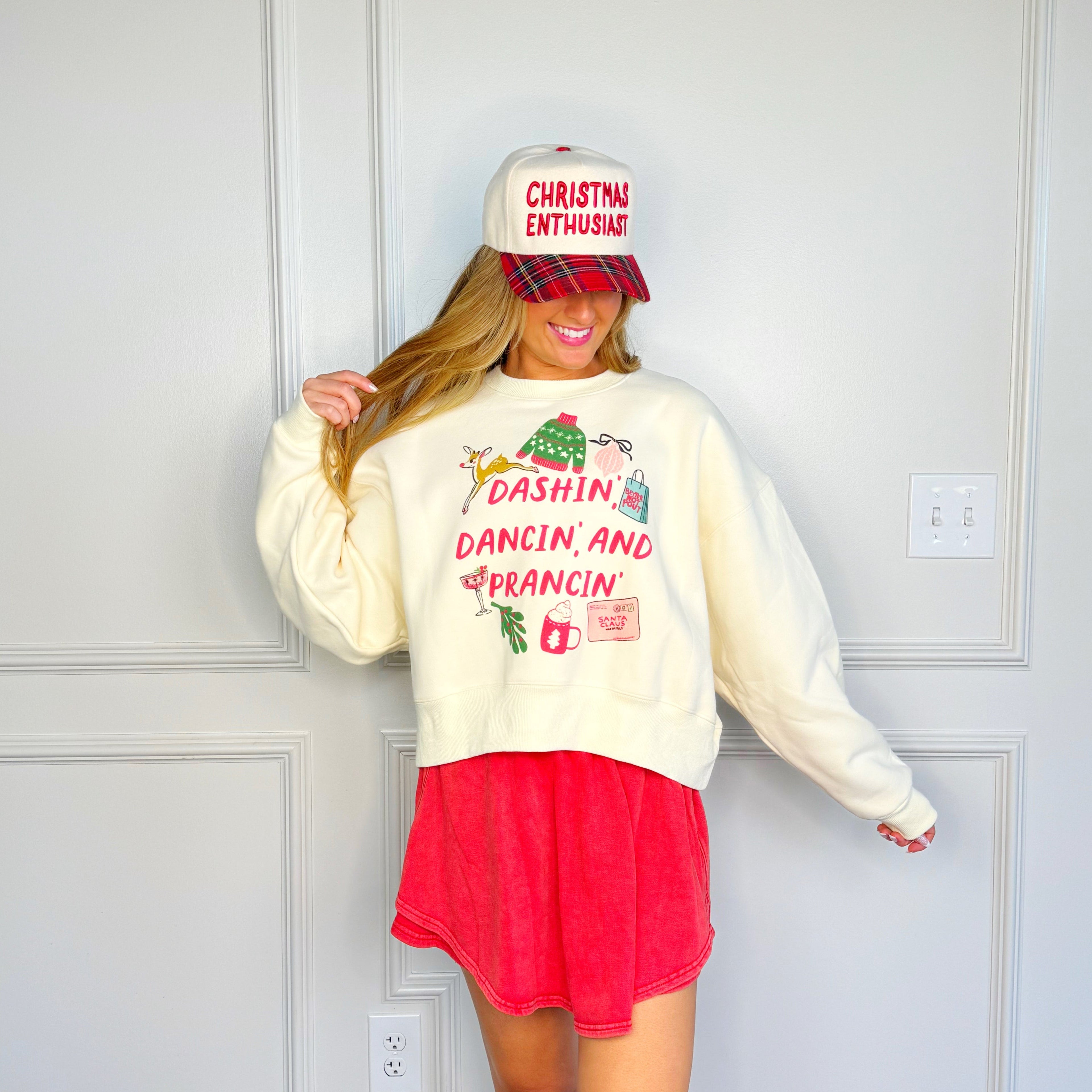 Dashin, Dancin and Prancin Crop Sweatshirt-Pre Order!