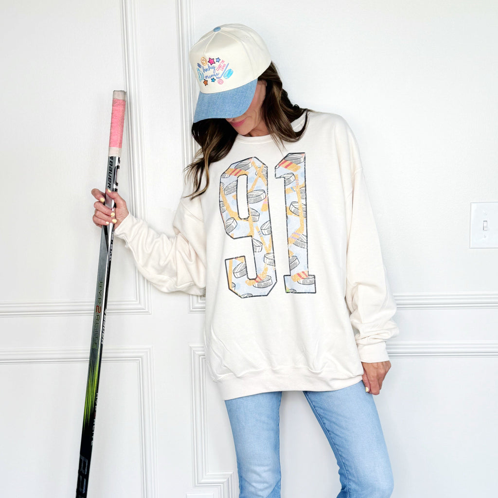 Custom Hockey Number Sweatshirt
