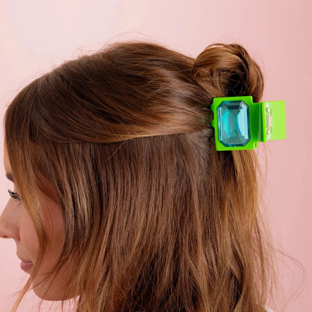 Green & Blue Gemstone Claw Clip