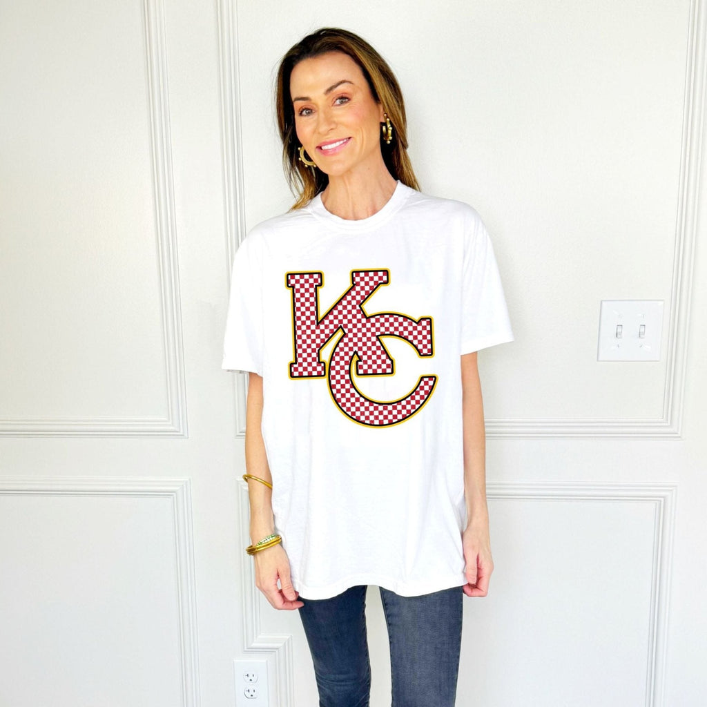 Checkered KC Kansas City Football tee